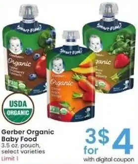 Albertsons Gerber Organic Baby Food offer