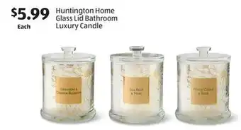 Aldi Huntington home glass lid bathroom luxury candle offer