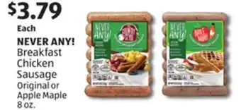 Aldi Never any! breakfast chicken sausage offer
