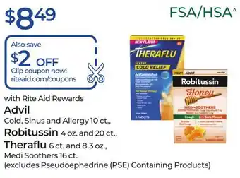 Rite Aid Advil, robitussin, theraflu offer