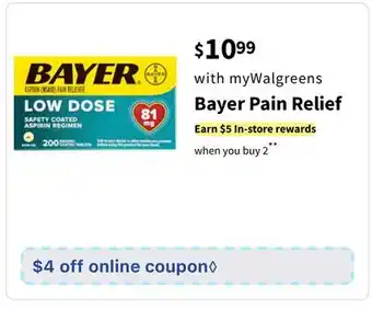 Walgreens Bayer pain relief offer