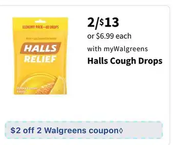 Walgreens Halls cough drops offer