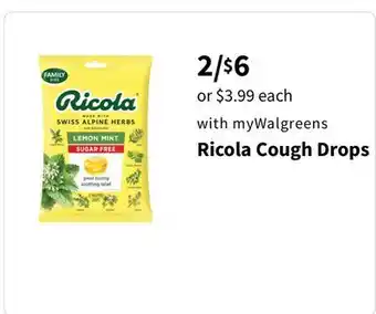 Walgreens Ricola cough drops offer
