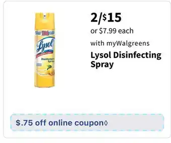 Walgreens Lysol disinfecting spray offer