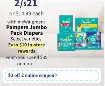 Walgreens Pampers jumbo pack diapers offer