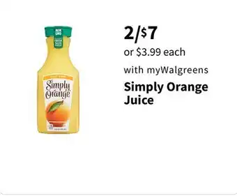Walgreens Simply orange juice offer