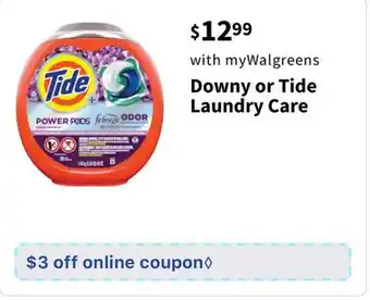 Walgreens Downy or tide laundry care offer