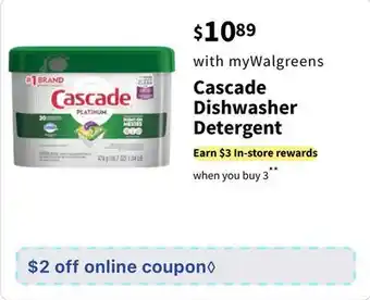 Walgreens Cascade dishwasher detergent offer