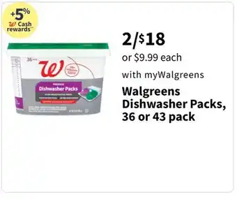 Walgreens Walgreens dishwasher packs, 36 or 43 pack offer