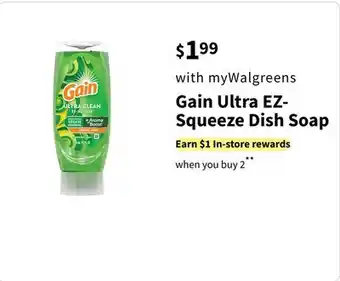 Walgreens Gain ultra ez- squeeze dish soap offer