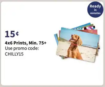 Walgreens 4x6 prints, min. 75+ offer