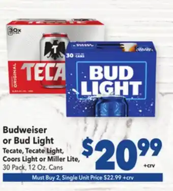 Vallarta Supermarkets Budweiser or bud light offer