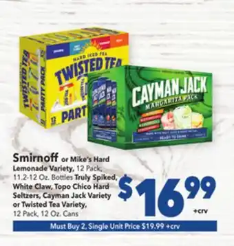Vallarta Supermarkets Smirnoff or mike's hard lemonade variety offer