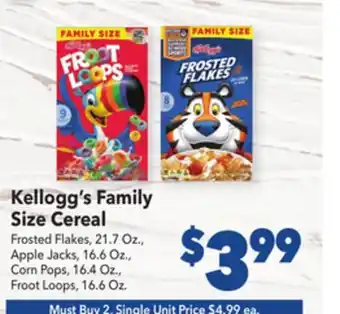 Vallarta Supermarkets Kellogg's family size cereal offer