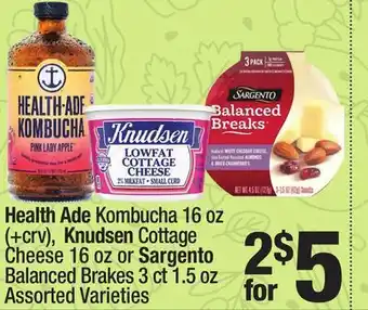 Super King Markets Health ade kombucha 16 oz (+ crv), knudsen cottage cheese 16 oz or sargento balanced brakes 3 ct 1.5 oz offer
