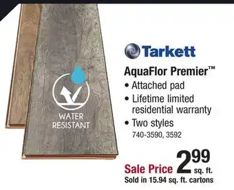 Menards Tarkett aquaflor premier offer
