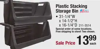 Menards Plastic stacking storage bin offer