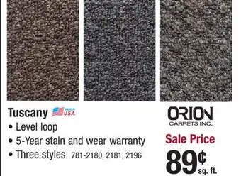 Menards Orion tuscany carpet offer