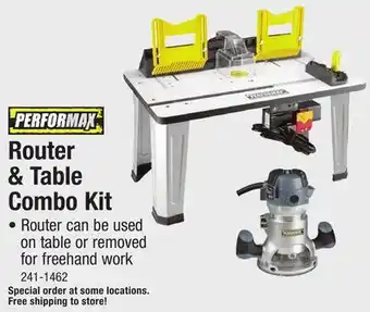 Menards Performax router & table combo kit offer