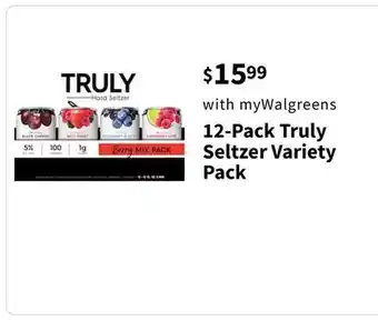 Walgreens 12-pack truly seltzer variety pack offer