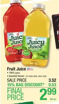 Menards Juicy juice fruit juice offer