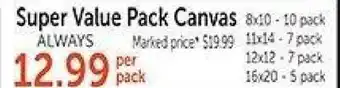 Hobby Lobby Super value pack canvas offer