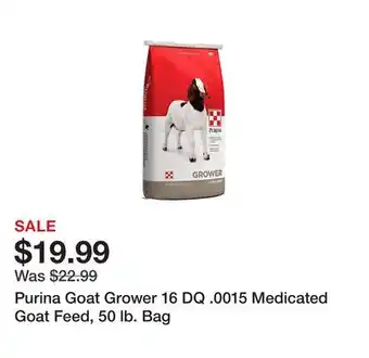 Tractor Supply Company Purina goat grower 16 dq .0015 medicated goat feed, 50 lb. bag offer