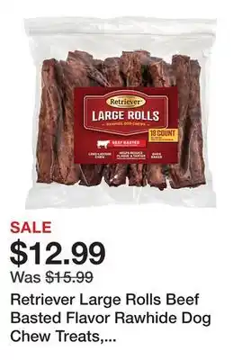 Tractor Supply Company Retriever large rolls beef basted flavor rawhide dog chew treats, 18 ct offer