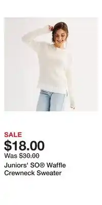 Kohl's Juniors' so waffle crewneck sweater offer