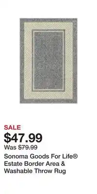 Kohl's Sonoma goods for life estate border area & washable throw rug offer