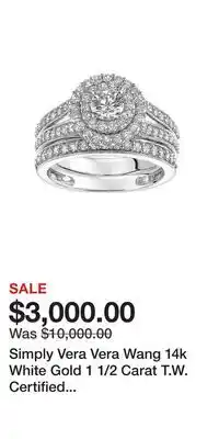 Kohl's Simply vera vera wang 14k white gold 1 1/2 carat t.w. certified diamond double halo engagement ring set - size: 7 offer