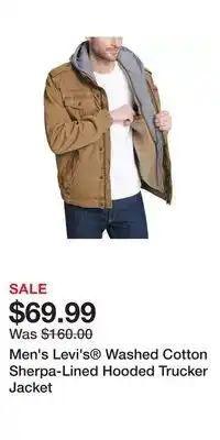 Kohl's Men's levi's washed cotton sherpa-lined hooded trucker jacket offer