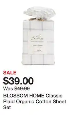 Marshalls Blossom home classic plaid organic cotton sheet set offer