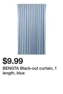 Ikea Bengta black-out curtain, 1 length, blue offer