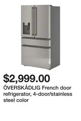 Ikea Överskådlig french door refrigerator, 4-door/stainless steel color offer