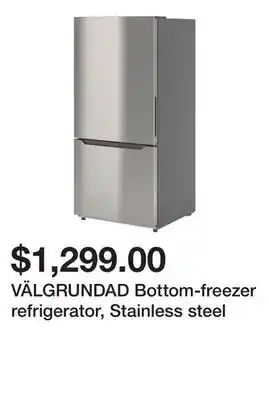Ikea Välgrundad bottom-freezer refrigerator, stainless steel offer