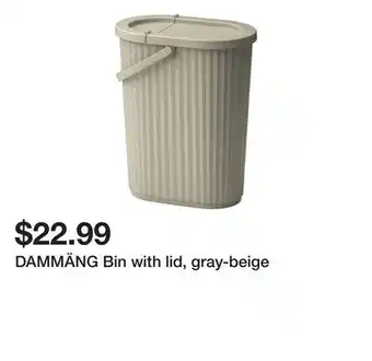 Ikea Dammäng bin with lid, gray-beige offer