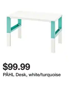 Ikea Påhl desk, white/turquoise offer