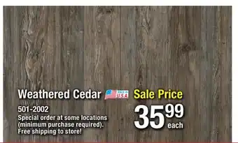 Menards Weathered cedar offer