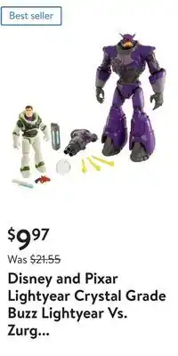 Walmart Disney and pixar lightyear crystal grade buzz lightyear vs. zurg clash pack offer