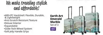 Ocean State Job Lot Tucci italy earth art emerald marble 3-piece set (20, 24, 28) luggage set offer