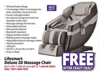 Ocean State Job Lot Lifesmart deluxe 2d massage chair, gray/black offer