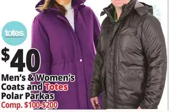 Ocean State Job Lot Men's & women's coats and totes polar parkas offer