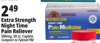 Ocean State Job Lot Health star night time extra strength 500 mg acetaminophen pain reliever caplets, 50 caplets offer