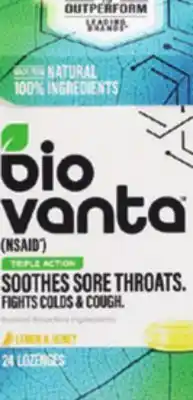 Ocean State Job Lot Biovanta natural throat lozenges offer