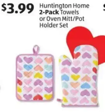 Aldi Huntington Home 2-Pack Towels or Oven Mitt/Pot Holder Set offer