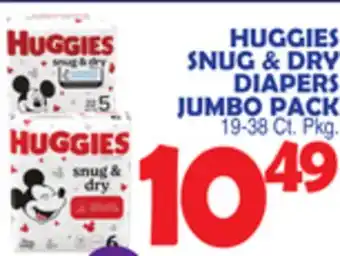 Bravo Supermarkets Huggies snug & dry diapers jumbo pack offer