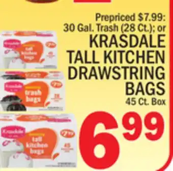 C Town Krasdale tall kitchen drawstring bags 45 ct. box offer