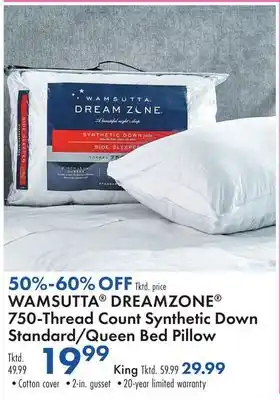 Boscov's Wamsutta dreamzone 750-thread count synthetic down standard/queen bed pillow offer