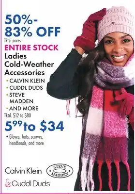 Boscov's Entire stock ladies cold-weather accessories offer